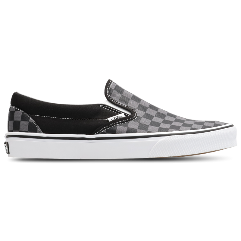 Vans Slip-On Black Pewter Checkerboard White Baskets Unisexes