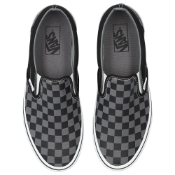 Vans Slip-On Black Pewter Checkerboard White Baskets Unisexes