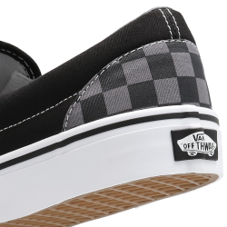 Vans Slip-On Black Pewter Checkerboard White Baskets Unisexes
