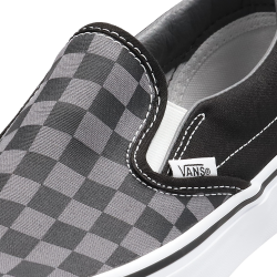 Vans Slip-On Black Pewter Checkerboard White Baskets Unisexes